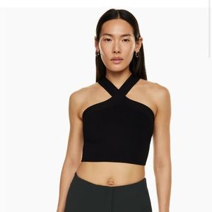Aritzia Babaton Sculpt Knit Criss Cross Halter Crop Top